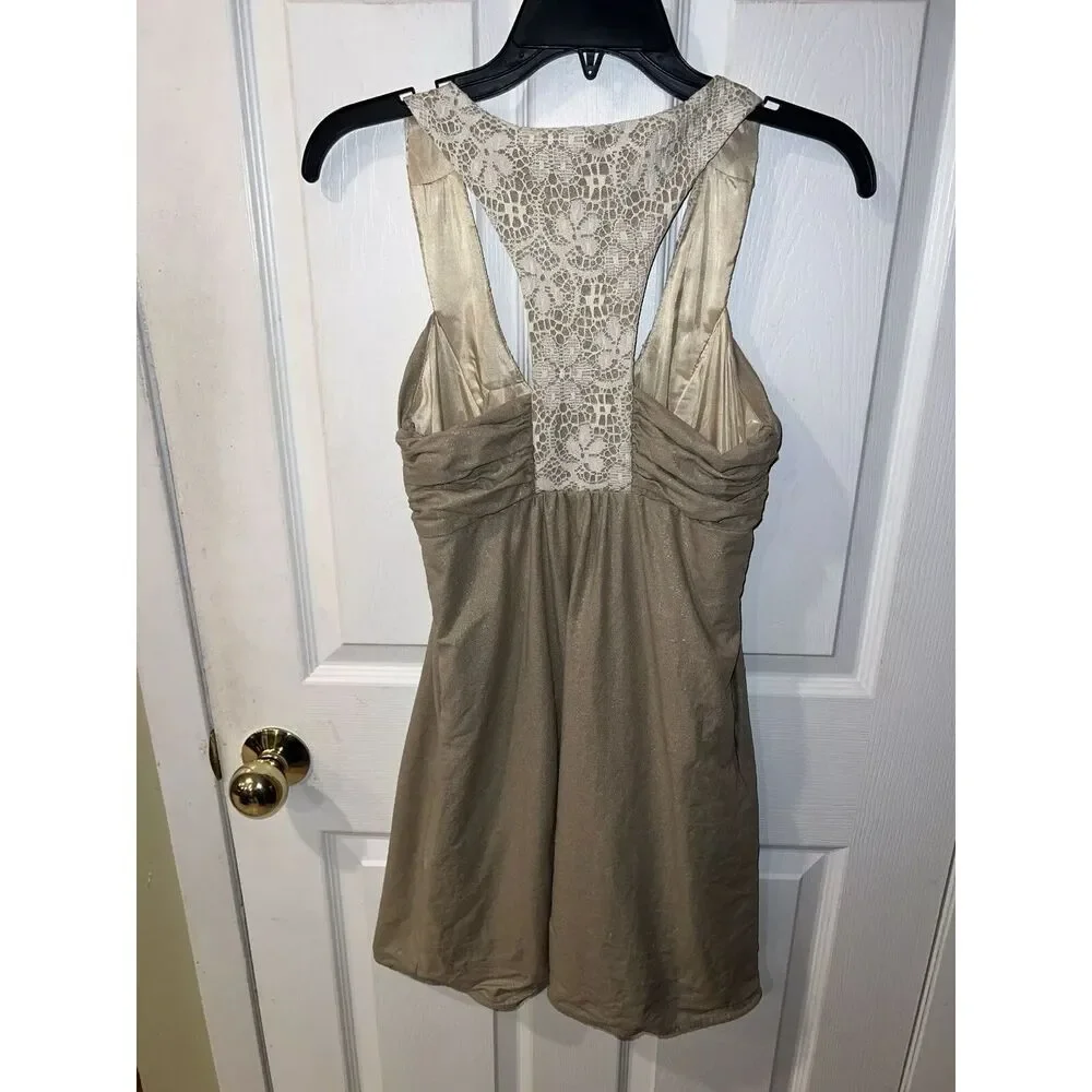 Molly NY Dress  linen Lace racerback fairy babydoll Romantic Minimal womens Sz 0